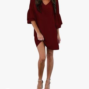 Cute V-Neck Bell Sleeve Shift Dress Amazon